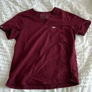Figs Burgandy Catarina One Pocket Scrub Top Size XL